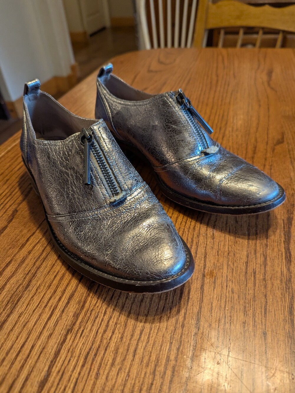 Louise Et Cie Metallic Silver Lo-fadi Zip-Front Shoes